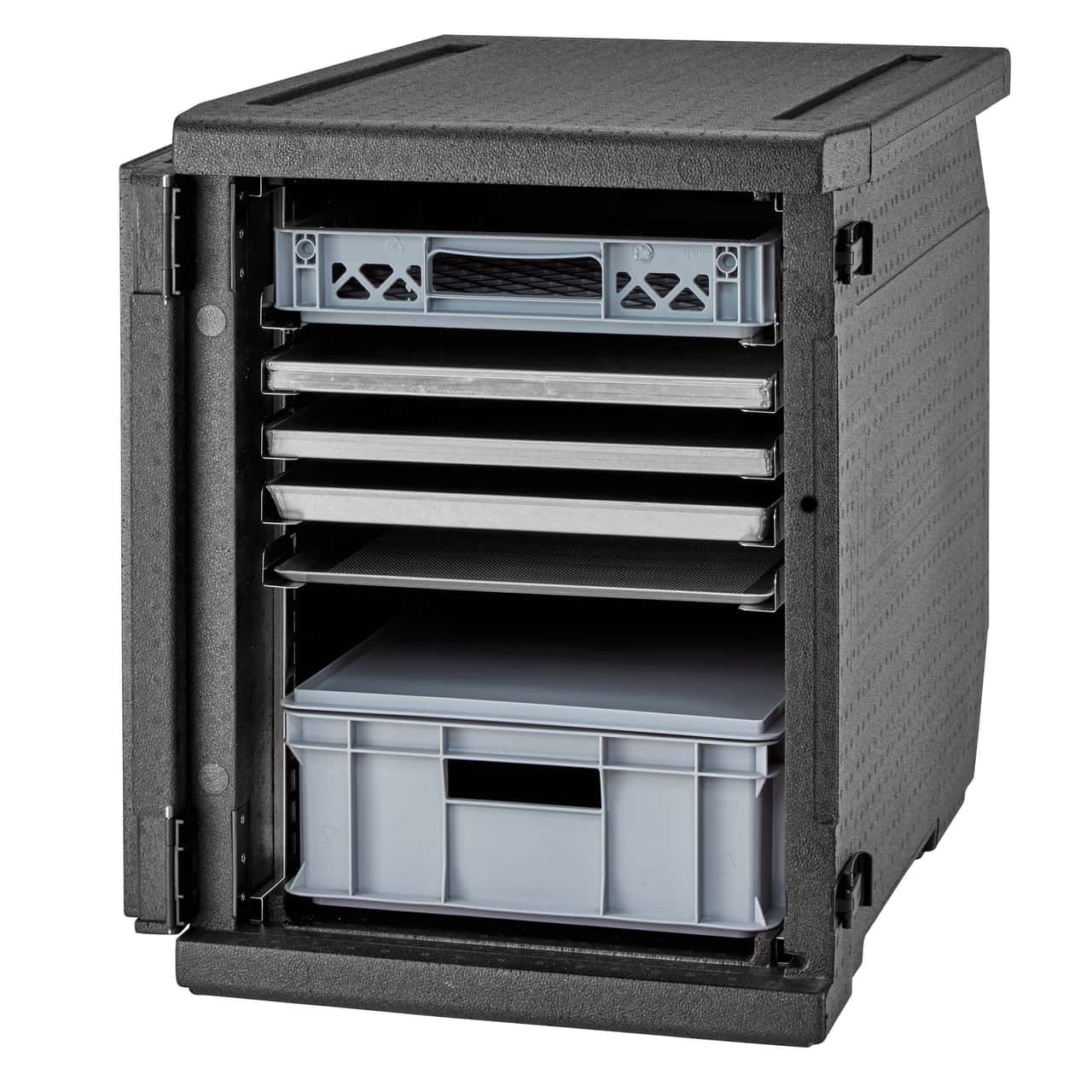 CAMBRO | CAM GOBOX® - Frontloader - EN 60x40 - mit 2er Set Edelstahlschienen - Schwarz