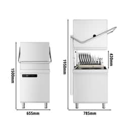 Durchschubspülmaschine - Digital - 7,1 kW - inkl. Zulauftisch rechts, Auslauftisch links & Entkalker - mit Reiniger-, Klarspüler- & Laugenpumpe