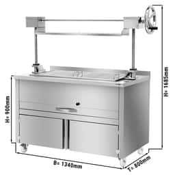 Holzkohlegrill - 1340mm - mit Lift & 1 Schublade