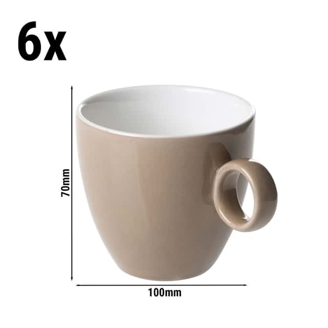 (6 Stück) BART COLOUR CAFE - Kaffeetasse - 170ml - Braun