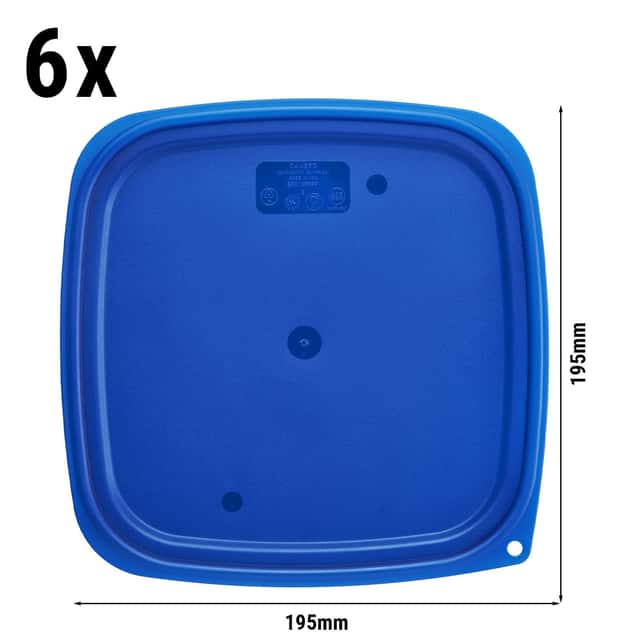 (6 Stück) CAMBRO | CAMSQUARES® -  Deckel für FreshPro - für 11,4 Liter, 17,2 Liter & 20,8 Liter - Blau