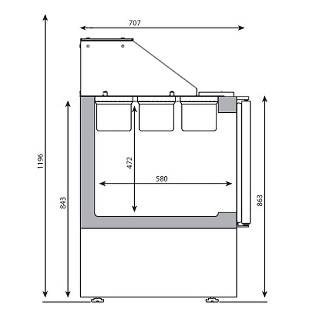 Saladette Premium PLUS - 978mm - 1 Tür & 2 Schubladen - für 6x 1/3 GN & 3x 1/6 GN - hoher Glasaufsatz