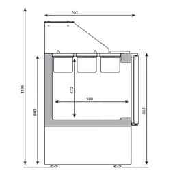 Saladette Premium PLUS - 978mm - 1 Tür & 2 Schubladen - für 6x 1/3 GN & 3x 1/6 GN - hoher Glasaufsatz