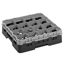 CAMBRO | CAMRACK® - Koš na sklo 1/1 s 1 nástavcem - 500x500mm - 16 přihrádek - černý