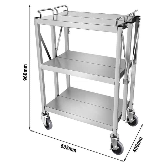 Servierwagen - klappbar - 635x400mm - mit 3 Abstellfächen