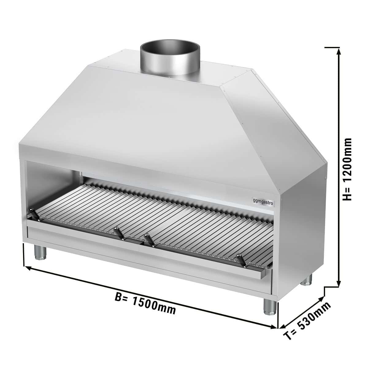 Edelstahl Holzkohlegrill - 1,5m