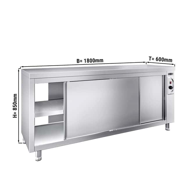 Wärmeschrank PREMIUM - 1800x600mm - mit Durchreiche