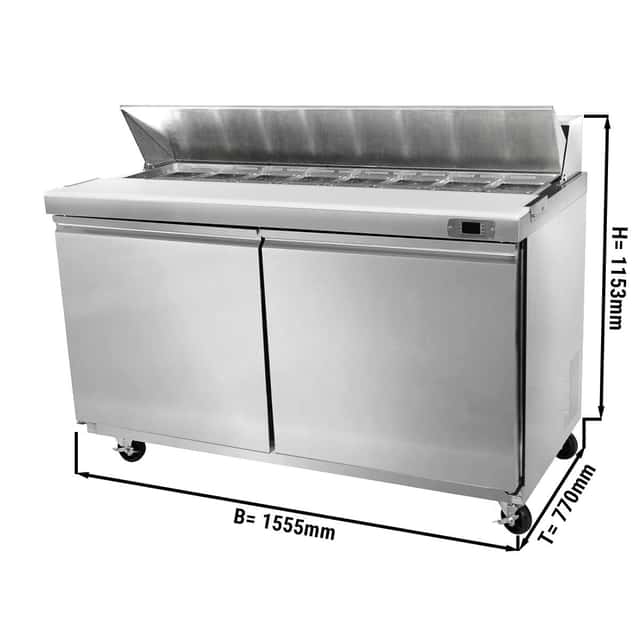 Saladette American Style PREMIUM - 1555mm - 510 Liter - 2 Türen - inkl. 16x GN 1/6 Behälter