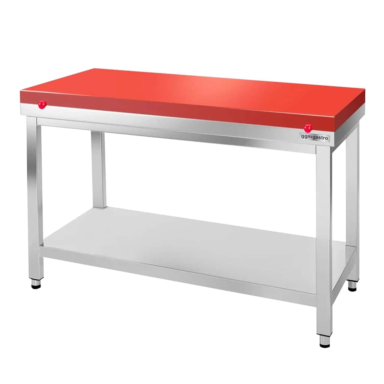 Edelstahl Arbeitstisch PREMIUM - 1400x800mm - mit Grundboden ohne Aufkantung inkl. Schneideplatte