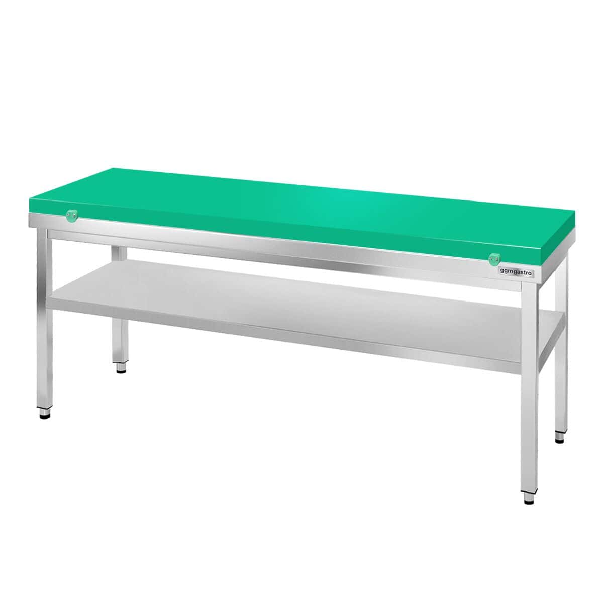 Edelstahl Arbeitstisch PREMIUM - 2000x700mm - mit Grundboden ohne Aufkantung inkl. Schneideplatte