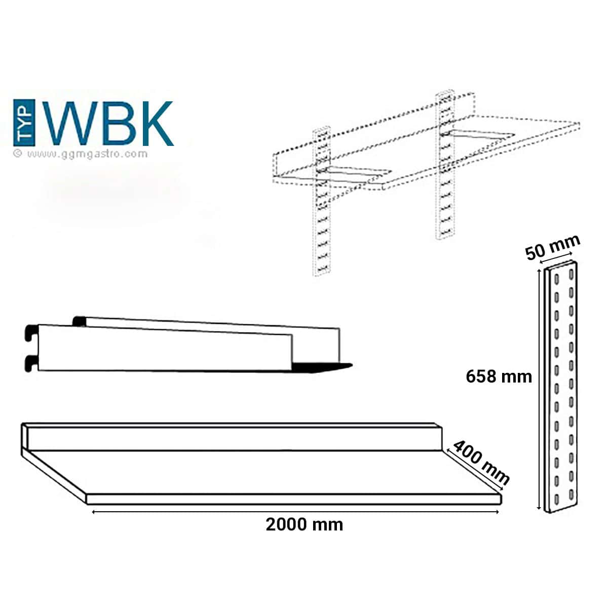 Wandborde ECO - 2000x400mm - mit 2 Etagen