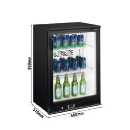 Barkühlschrank - 600mm - 125 Liter - mit 1 Glasflügeltür - Schwarz