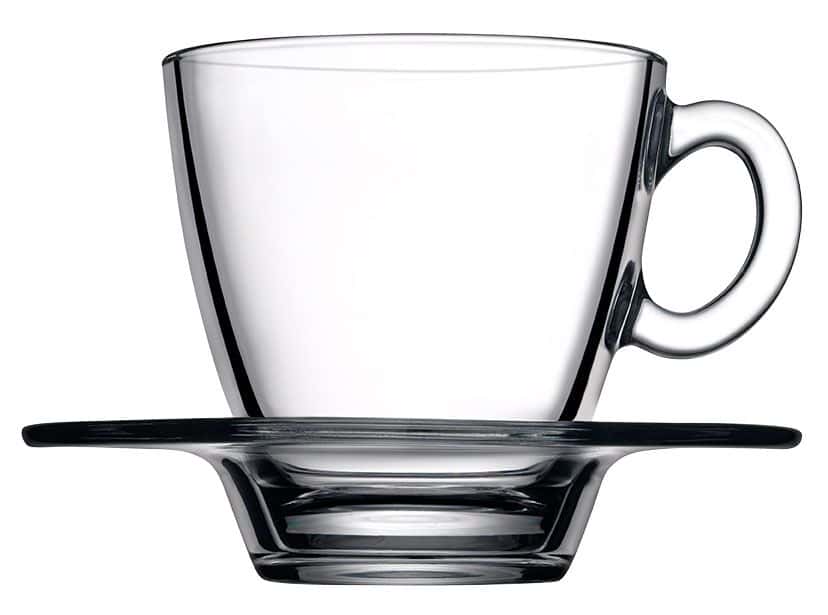 (24 Stück) Teeglas mit Untertasse - AQUA - 210 ml