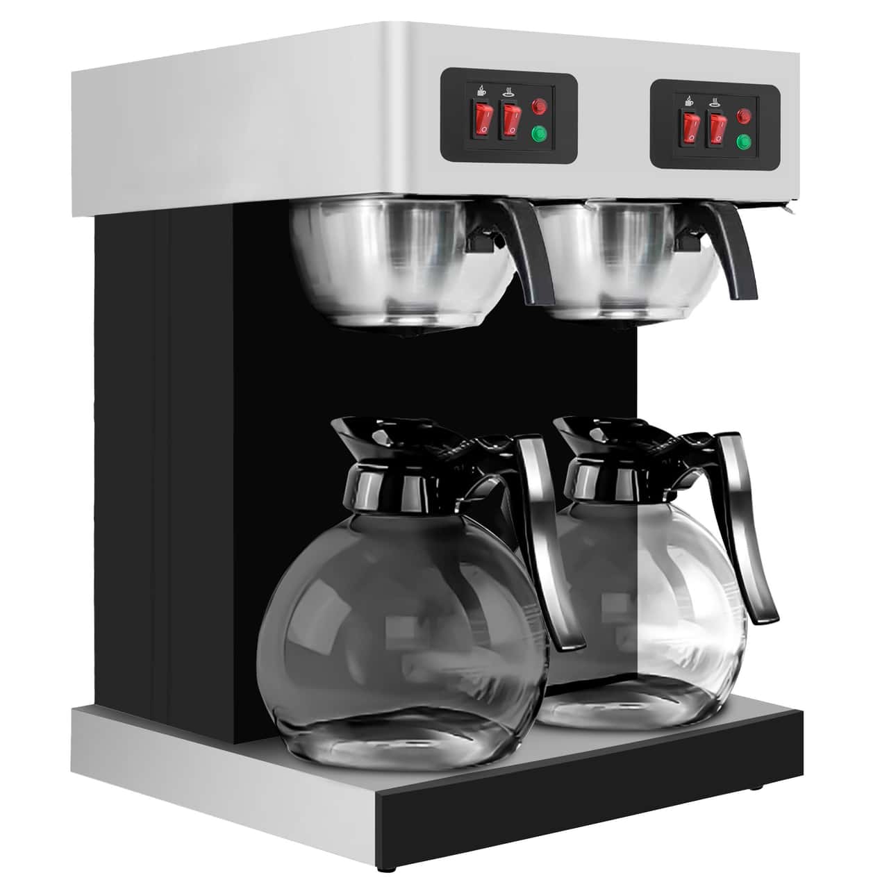 Filterkaffeemaschine - 2x 1,8 Liter - 4 kW - mit 4 Warmhalteplatten - inkl. 2 Glaskannen