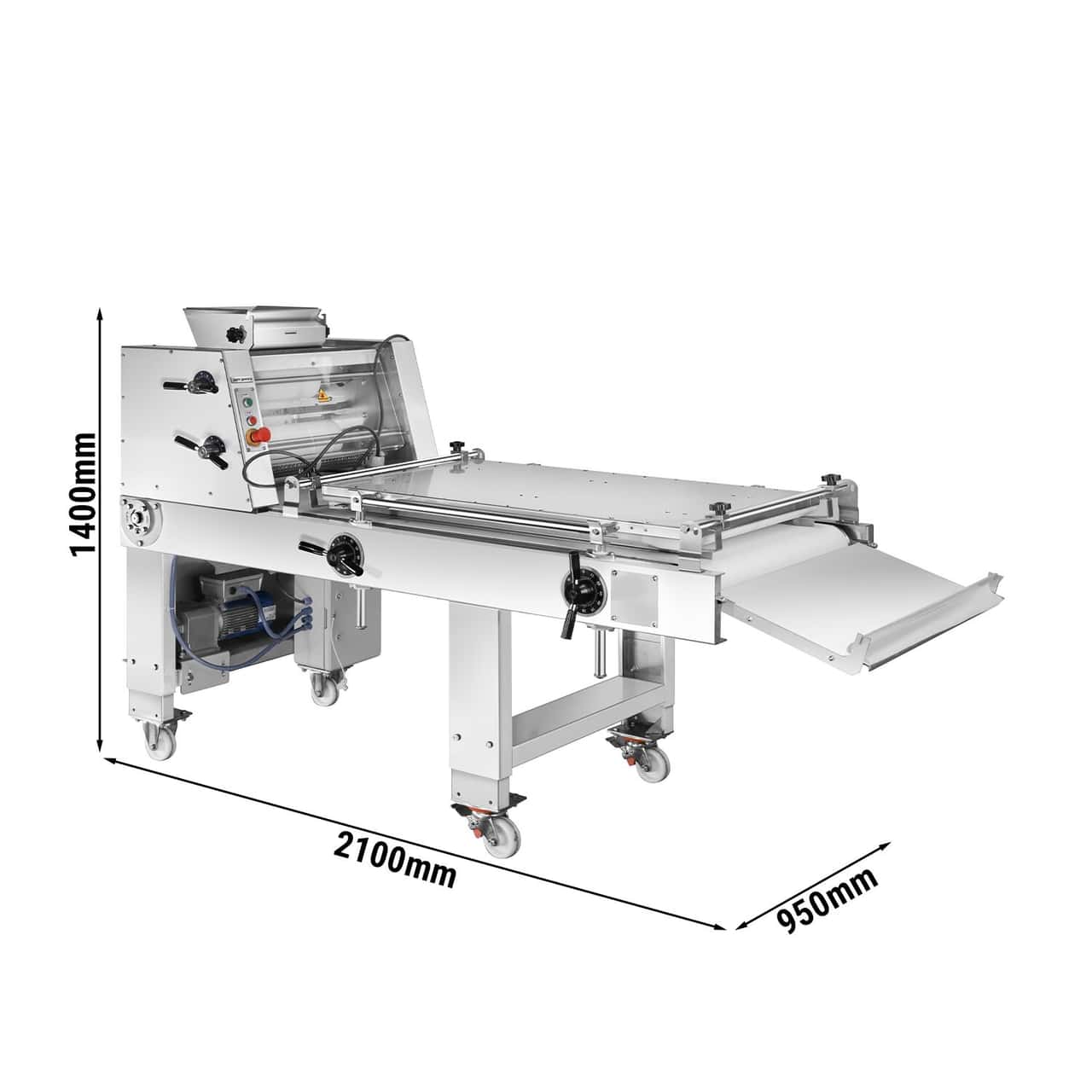 Bäckerei-Teigausrollmaschine - für Pizza- & Brotteig - 4 Zylinder - 550 Watt - bis zu 3000 Stk/h 