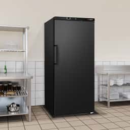 Lagerkühlschrank Edelstahl ECO - 600 Liter - mit 1 Tür - Innenseite der Tür aus Kunststoff - Schwarz