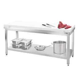 Worktable PREMIUM stainless steel - 1600x800mm - with undershelf without backsplash incl. cutting plate