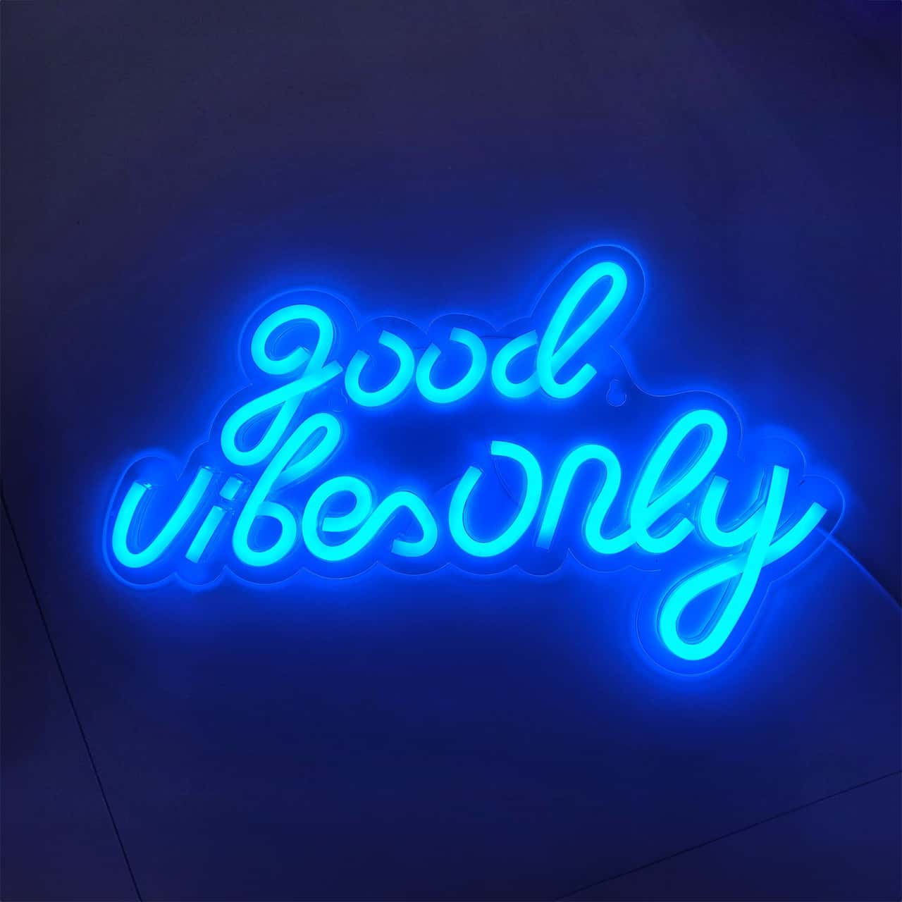 LED Leuchtschild - Good Vibes Only - Blau - 420x240mm