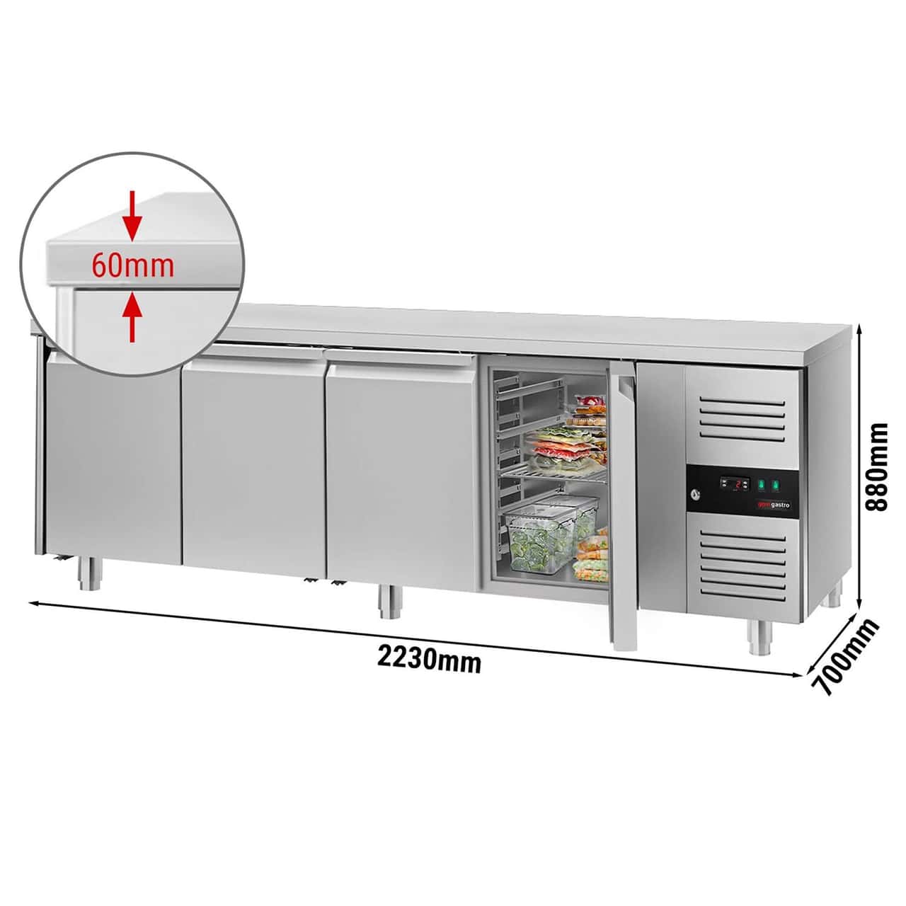 Kühltisch ECO - 2230x700mm - mit 4 Türen