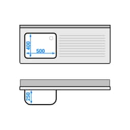 Spültisch ECO - 1400x600mm - mit Grundboden & 1 Becken links