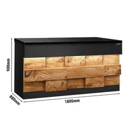 Kassentisch TORONTO - 1800mm - Holzfront - schwarze Granit-Arbeitsplatte