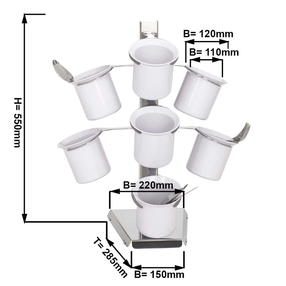 Besteckkasten - mit 7 Ablagen - Chrom