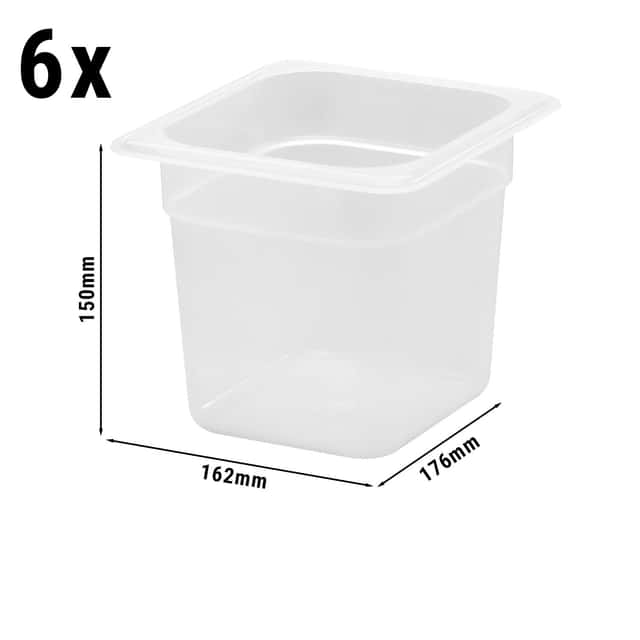 (6 Stück) CAMBRO | CAMWEAR® -  Polypropylen GN-Behälter 1/6 - milchig - Tiefe 150 mm