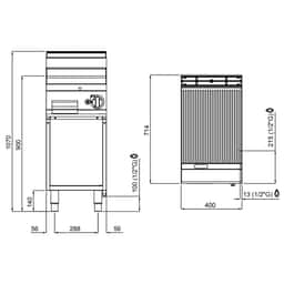 Gas Bratplatte - 6,9 kW - Gerillt