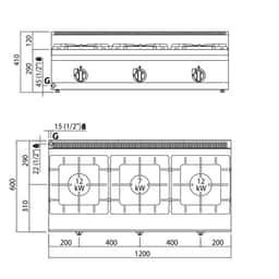 Gasherd - 31 kW - 3 Brenner