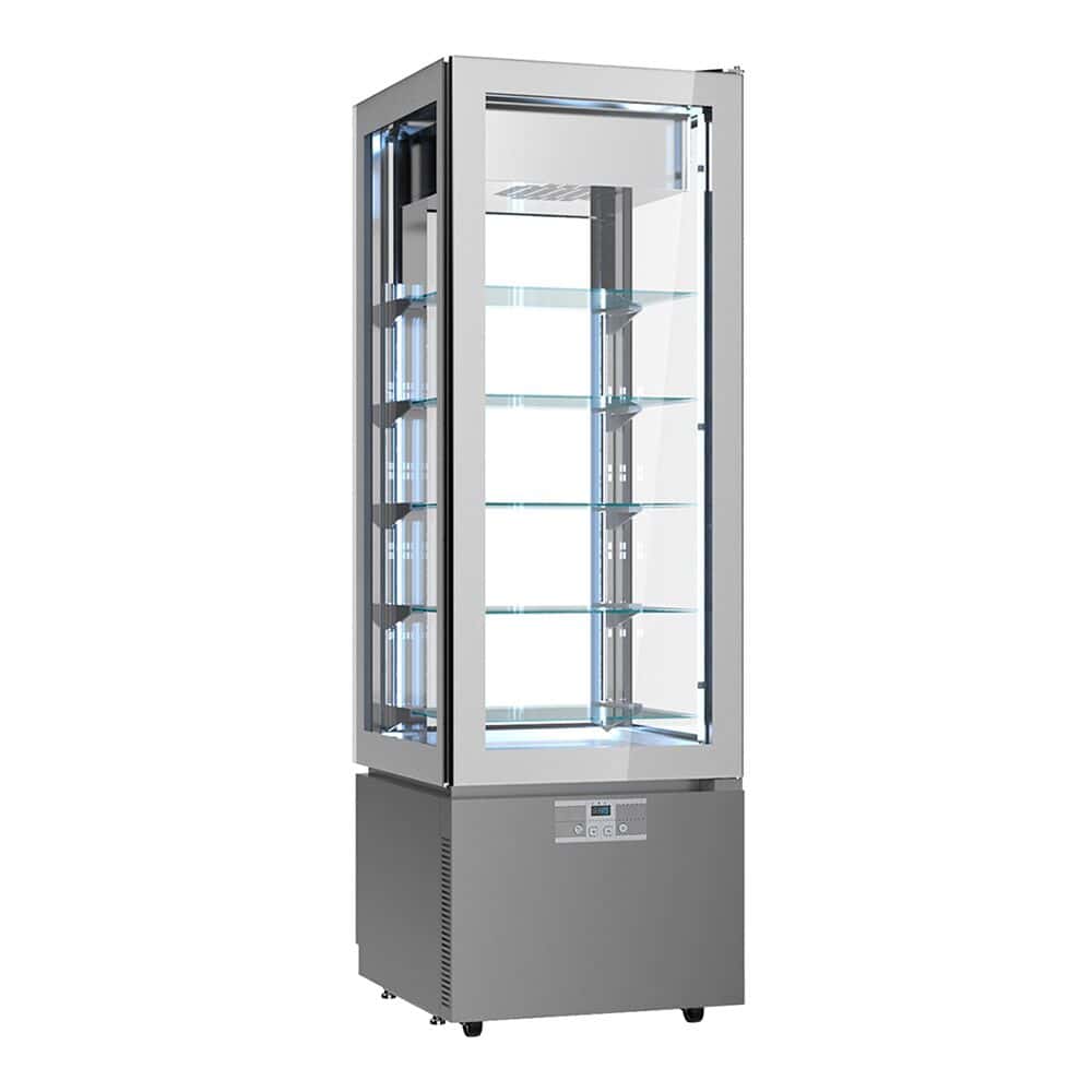 Panorama freezer display cabinet - 324 litres - 600mm - with LED lighting & 5 glass shelves - silver