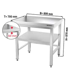 Edelstahl Arbeitstisch PREMIUM - 800x700mm - mit Grundboden & Verstrebung