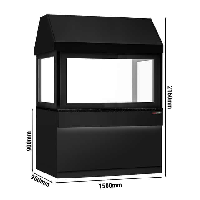 Neutralelement für Holzkohlegrills TORONTO - 1500mm - schwarze Front - schwarze Granit-Arbeitsplatte