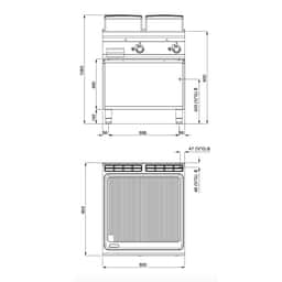 Plynová grilovací deska - 14 kW - drážkovaná