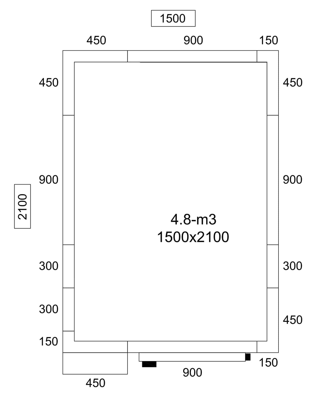 Kühlzelle - 1500x2100mm - 4,8m³