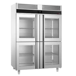 Kühlschrank Edelstahl PREMIUM - GN 2/1 - 1400 Liter - mit 4 Glashalbtüren