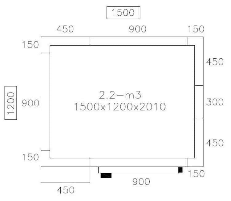 Tiefkühlzelle - 1500x1200mm - 2,2m³ - inkl. Tiefkühlaggregat & Lamellen