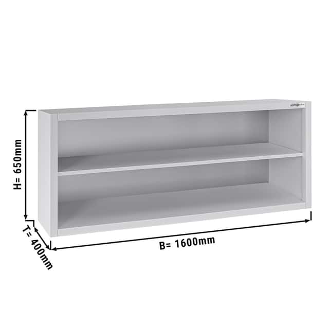 Edelstahl Wandhängeschrank ECO - 1600x400mm - ohne Schiebetür - 650mm hoch