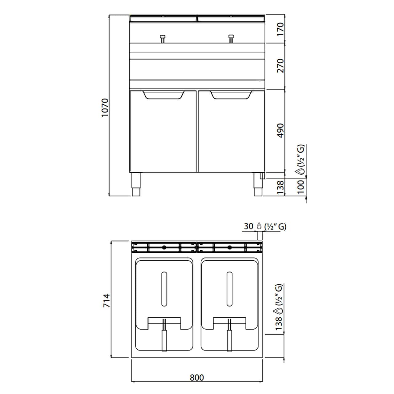 Plynová fritéza 20+20L (33 kW)