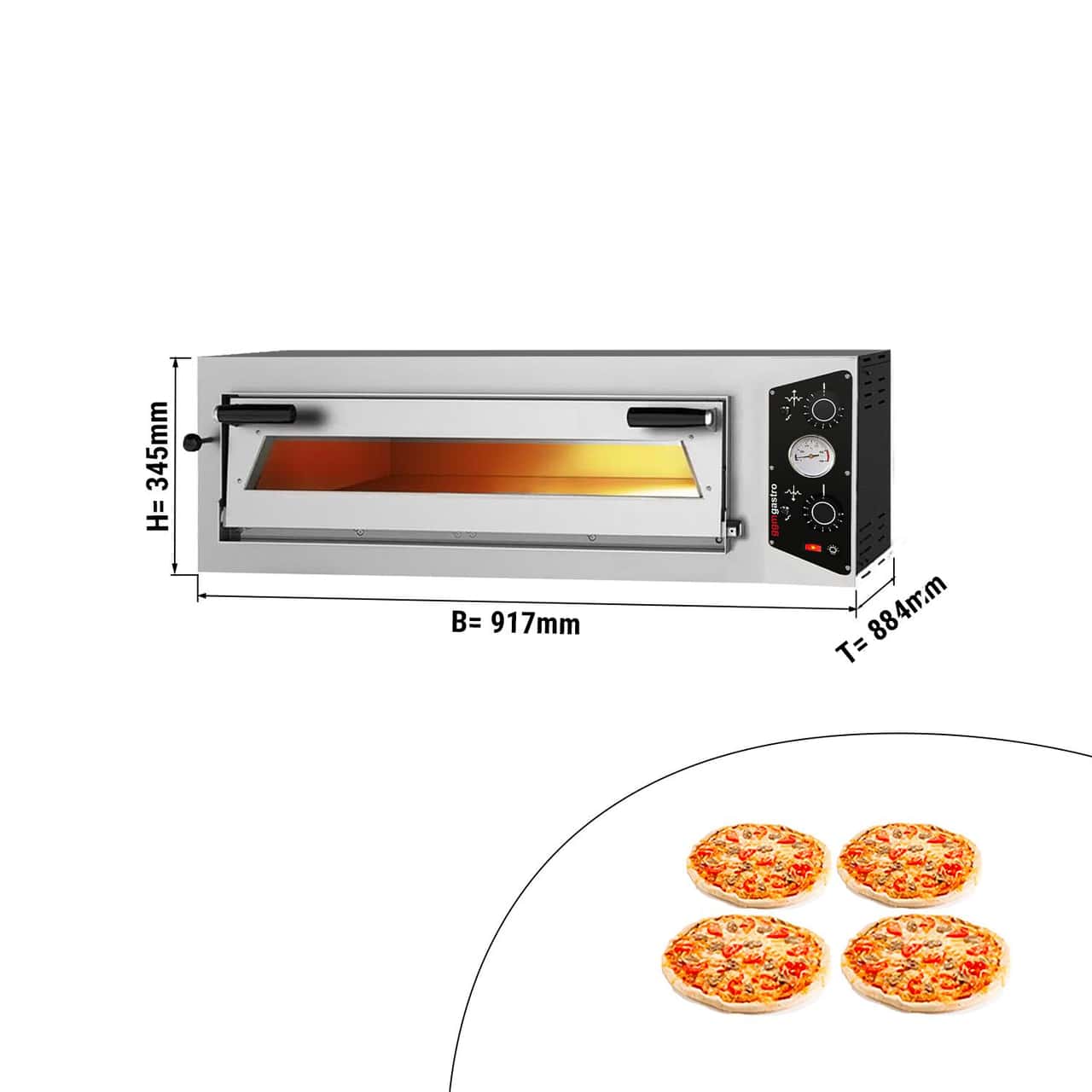 Elektro Pizzaofen - 4x 30cm - 230 Volt - Manuell