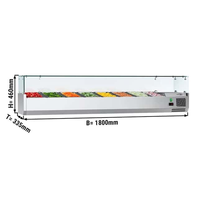 Kühlaufsatzvitrine ECO - 1800x335mm - 8x GN 1/4