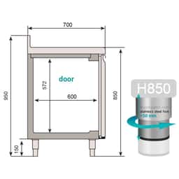 Kühltisch Premium PLUS - 2452x700mm - mit 3 Türen & 2 Schubladen & mit Aufkantung