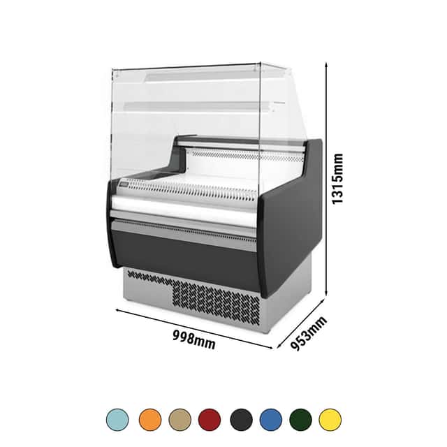 Kühltheke - 990mm - mit LED-Beleuchtung & 1 Ablage - Standard mit Frontblende schwarz