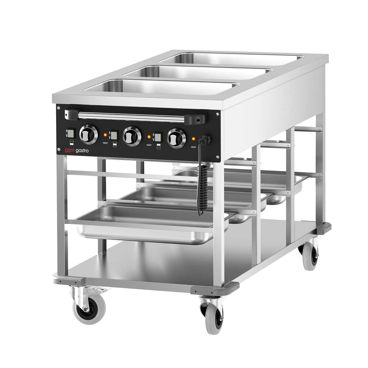 Bain-Marie Thermowagen - 3 x GN 1/1 - Beckentemperatur getrennt regelbar 