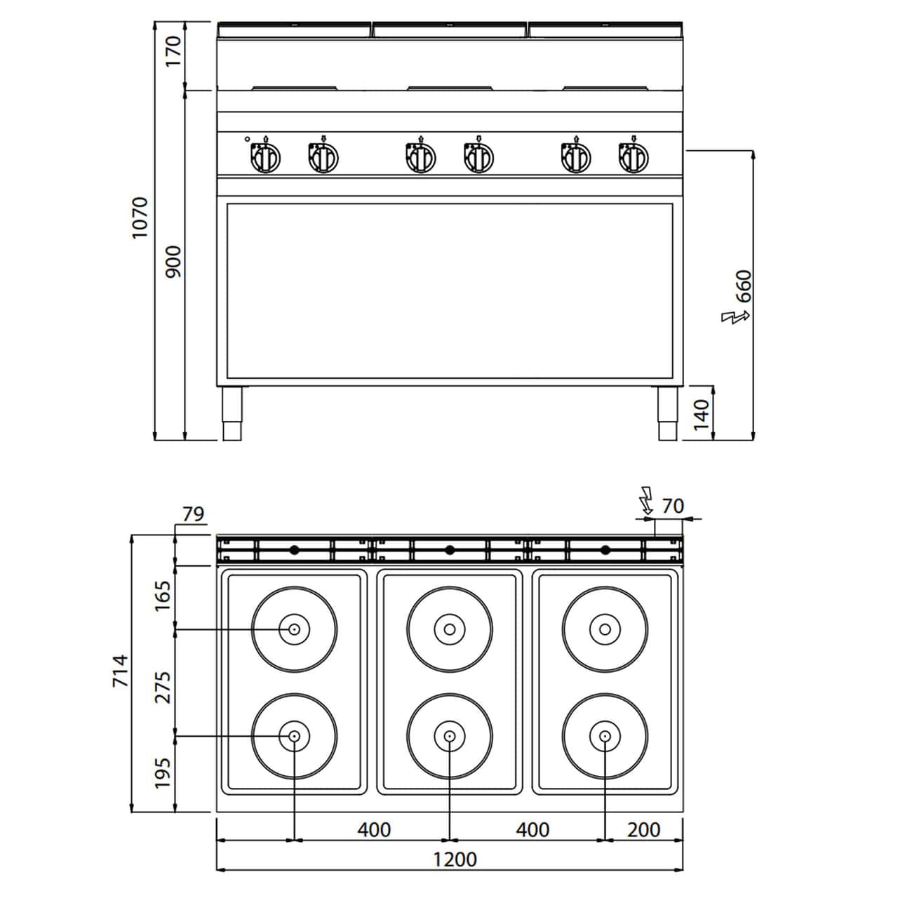 Elektroherd - 15,6 kW - 6 Platten Rund