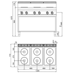 Elektroherd - 15,6 kW - 6 Platten Rund