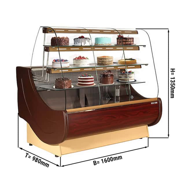 Kuchentheke - 1600mm - mit Beleuchtung, 3 Ablagen & Tortenauszüge