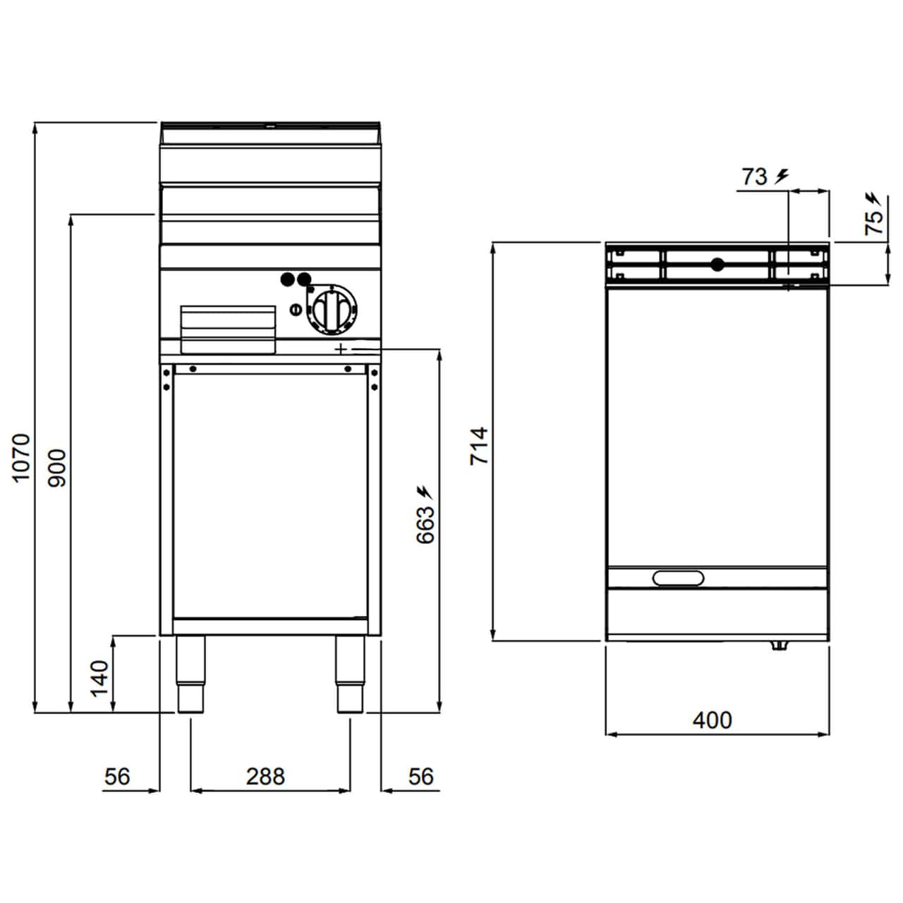 Elektrický gril - hladký - s lesklým povrchem (4,8 kW)