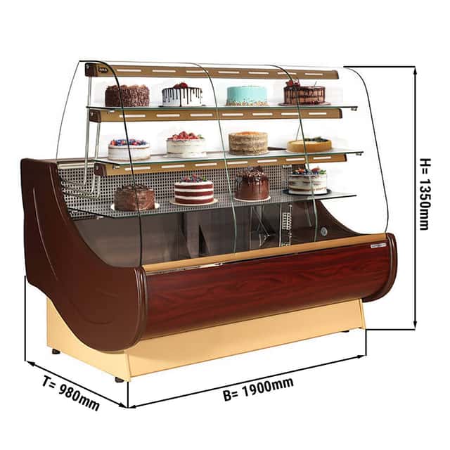 Kuchentheke - 1900mm - mit Beleuchtung, 3 Ablagen & Tortenauszüge