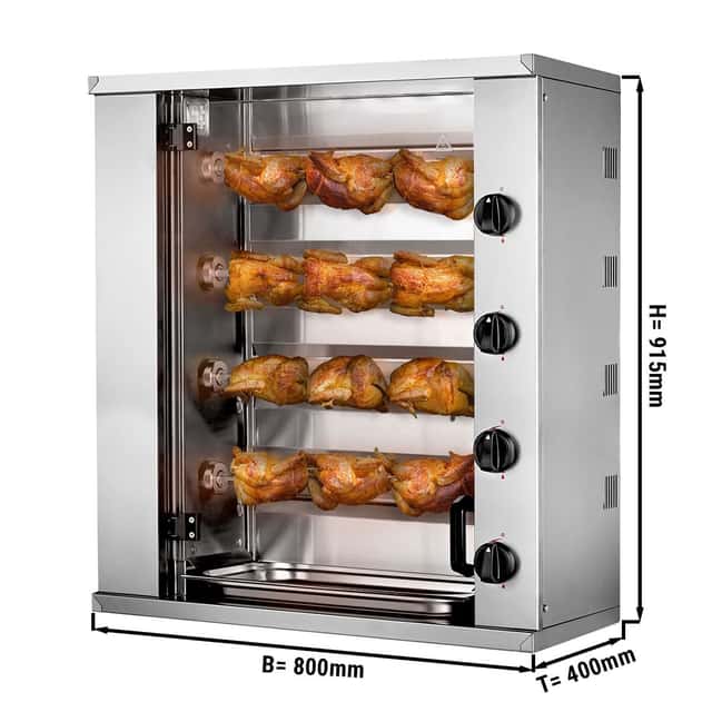 Elektro Mini-Hähnchengrill - 8,8kW - mit 4 Spießen für bis zu 12 Hähnchen