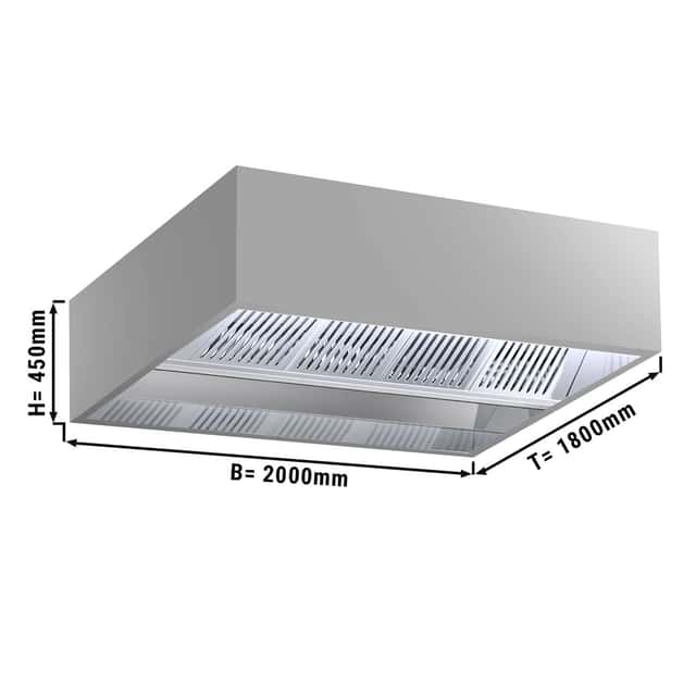 Induktions-Deckenhaube - 2,0m - mit Filter & LED Lampe